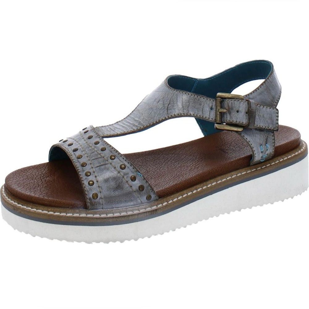 Women's Metallic Gray Studded Platform Sandal